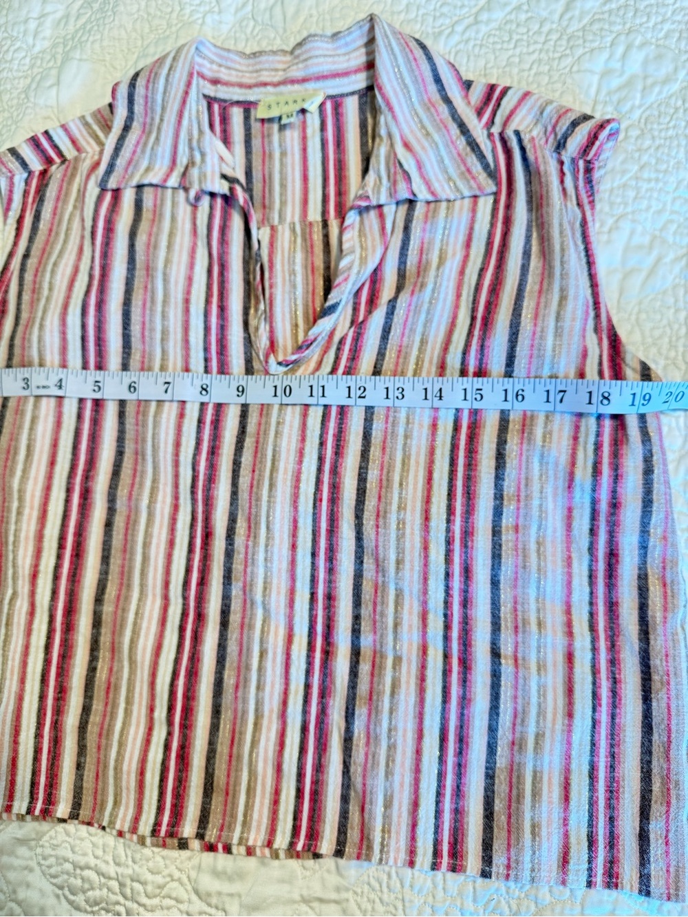 Sleeveless Striped Collared Top in Pink and Cream - Picture 9 of 9